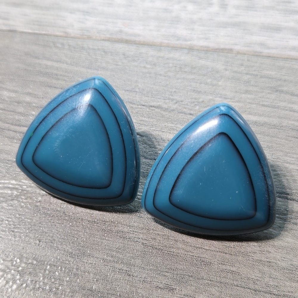 Vintage Blue Triangle Earrings